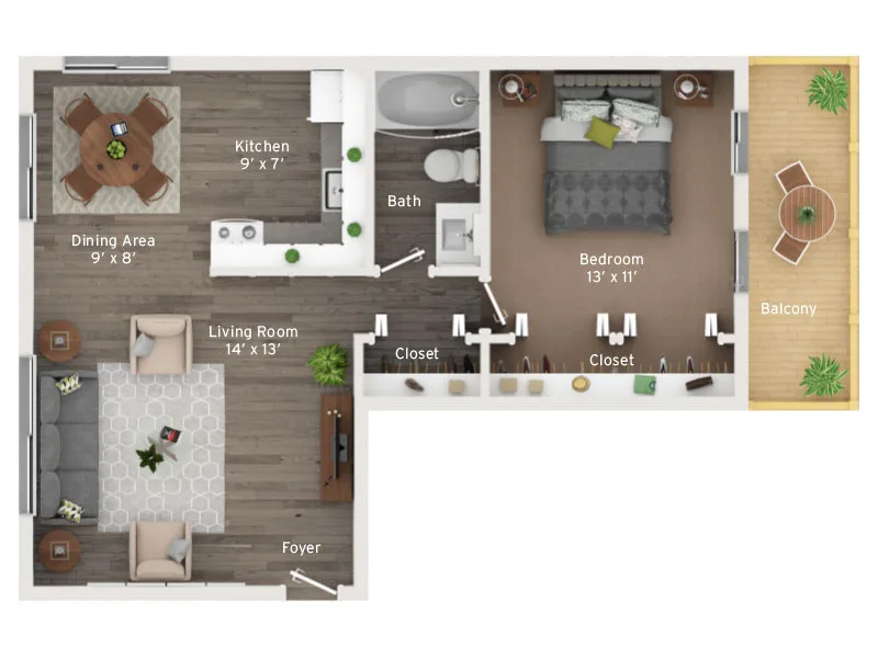 One Bedroom floor plan