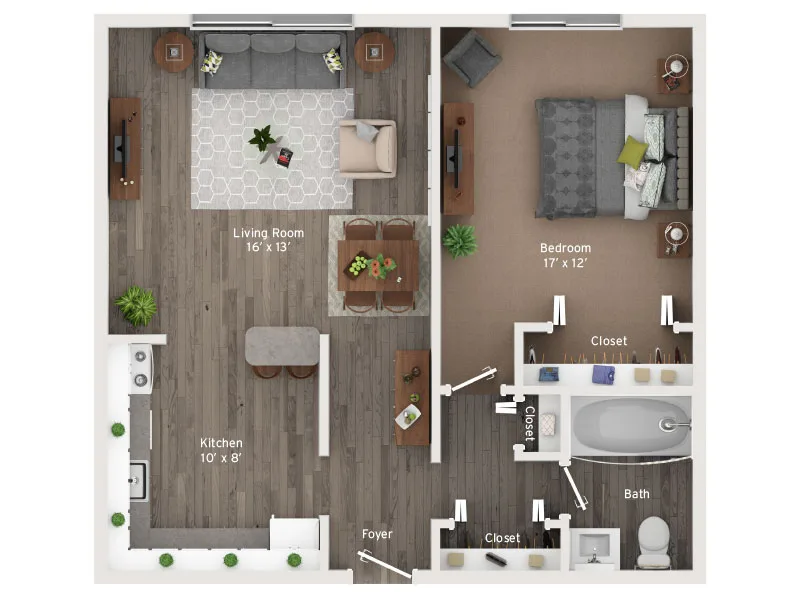 One Bedroom Deluxe floor plan