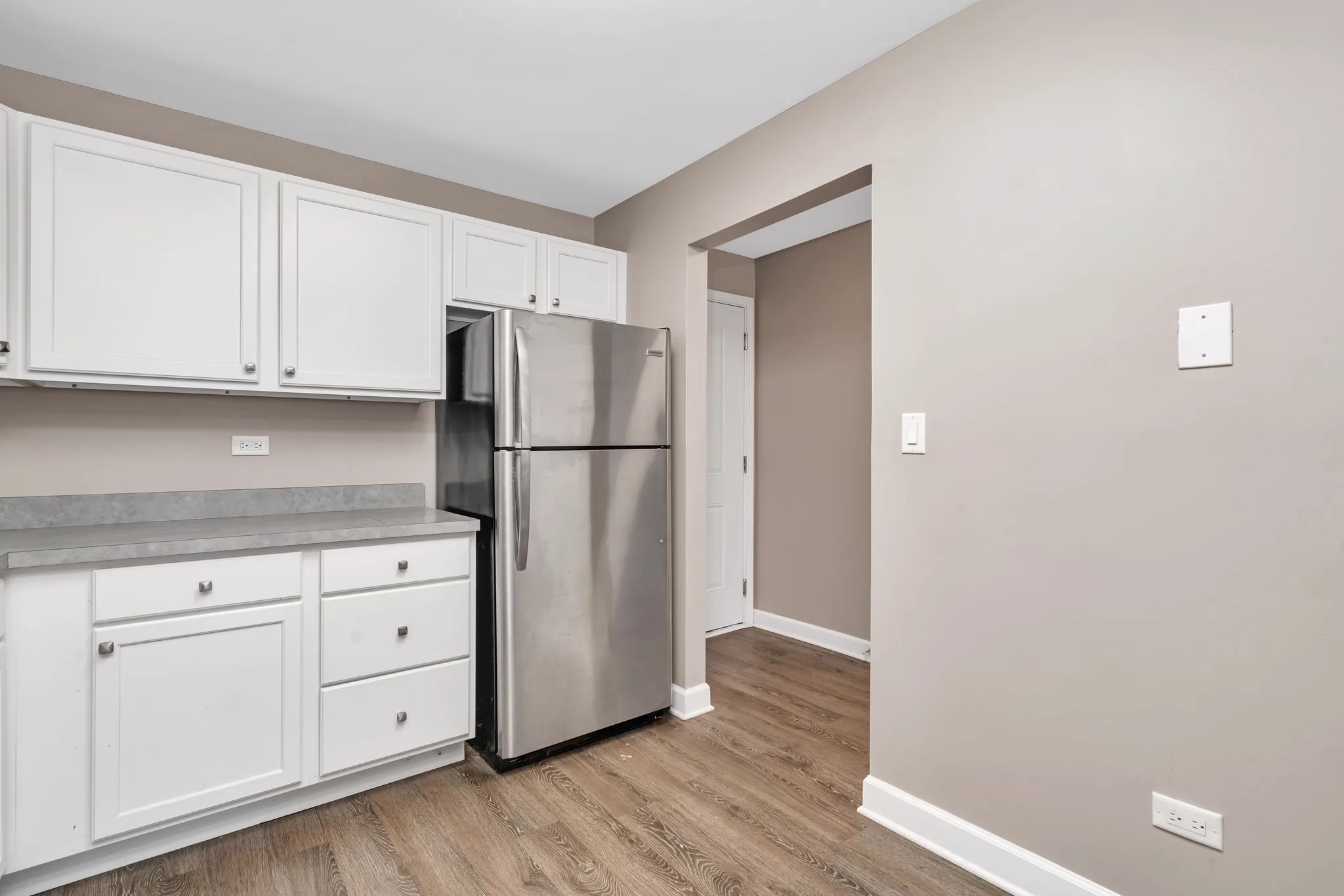 Renovated kitchen and hallway